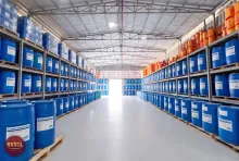 Sealed packs of Oil Sludge Cleaner Heavy VOLC on pallets in our Barka warehouse, Oman